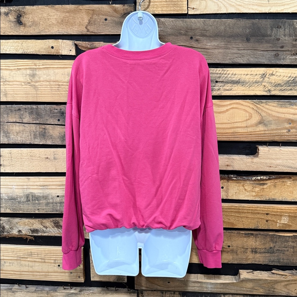 Maeve Anthropologie Sweatshirt SZ Large Twist-Front Crewneck Pink‎ OB1628935 - Picture 4 of 7